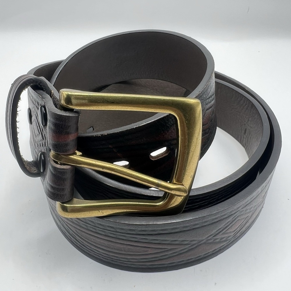 Wrangler Genuine Leather Embossed‎ Western Belt 44/110 Brown Rodeo Cowboy